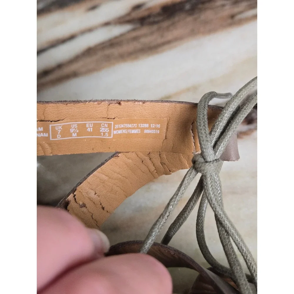 Clarks‎ Collection Taupe Leather Strappy Cork Wedge Sandals 9.5M